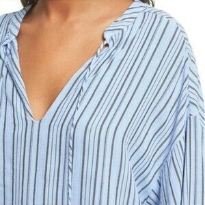 FREE PEOPLE Oversized Rhythm of The Night Tunic Top SIZE SMALL - Blue Stripe